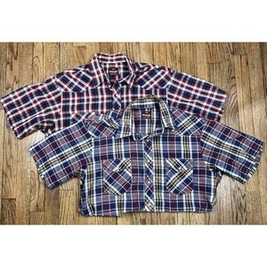 Vintage Wrangler Western Pearl Snap Short Sleeve Cowboy Shirts Lot Men's Large